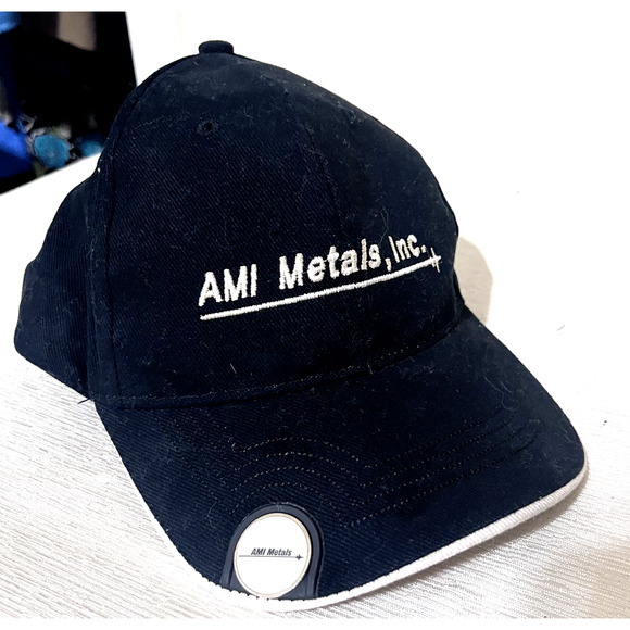 AMI Metals Hat Black Cap Embroidered Ball Pro cotton strap back one size - Picture 1 of 6